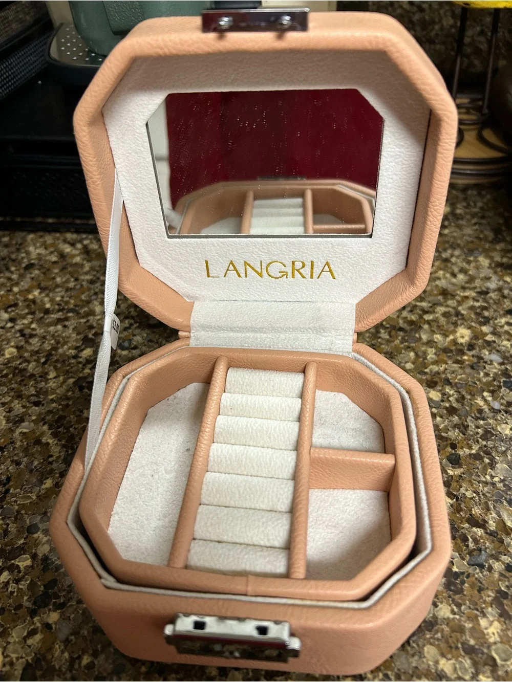 Classic Pink Leather Jewelry Box with Silver Lock